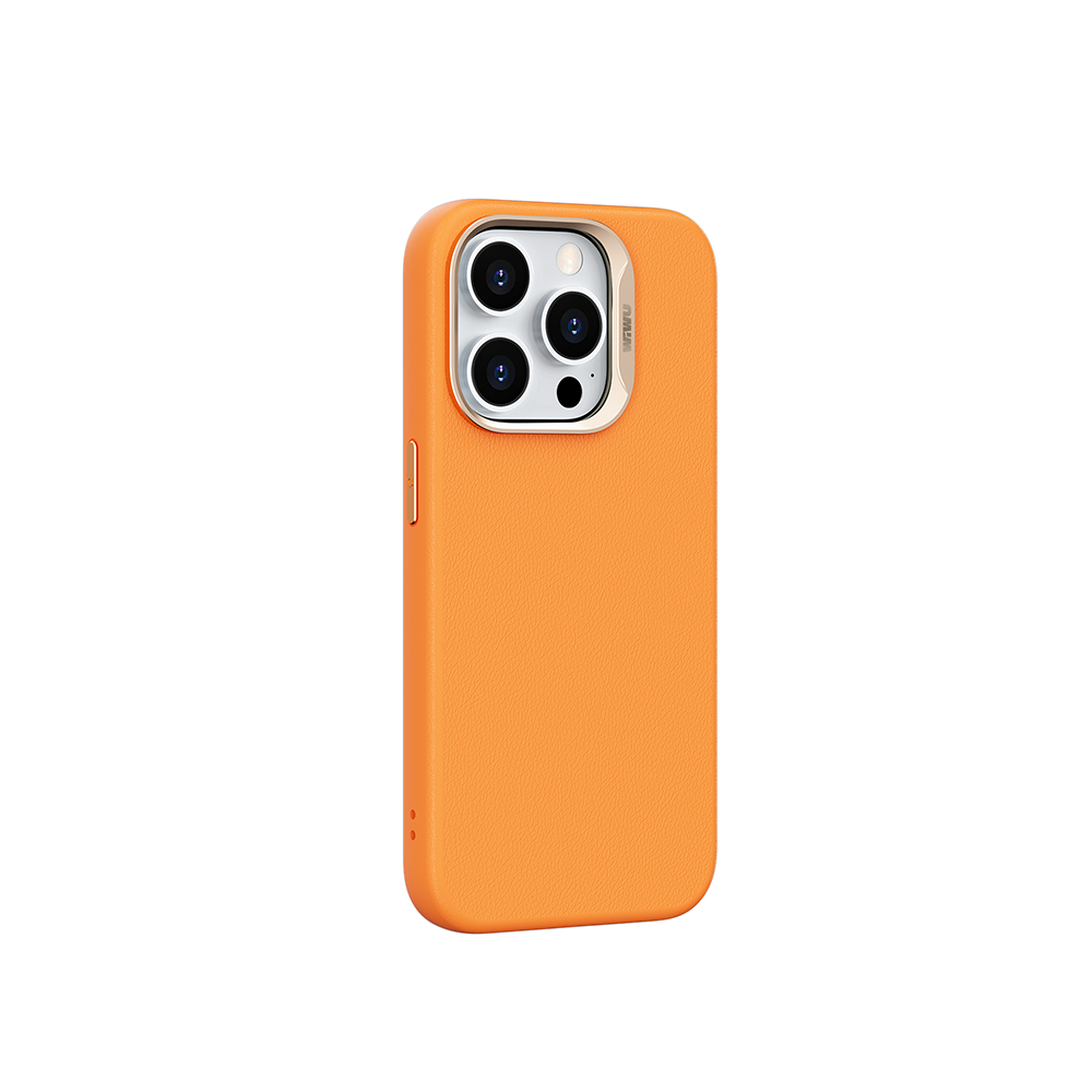 Apple iPhone 15 Pro Max Kılıf Wiwu SP-019 M-safe Şarj Özellikli Vegan Leather Deri Kapak