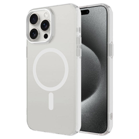 Apple iPhone 15 Pro Max Kılıf Zore M-safe Şarj Özellikli Buzlu Transparan C-Pro Sert Kapak