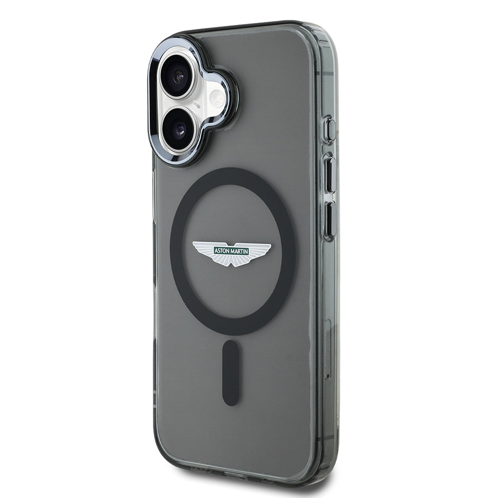 Apple iPhone 16 Kılıf Aston Martin Orjinal Lisanslı M-safe Şarj Özellikli IML Baskı Logolu Buzlu Kapak