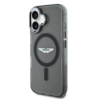 Apple iPhone 16 Kılıf Aston Martin Orjinal Lisanslı M-safe Şarj Özellikli IML Baskı Logolu Buzlu Kapak