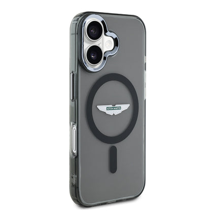 Apple iPhone 16 Kılıf Aston Martin Orjinal Lisanslı M-safe Şarj Özellikli IML Baskı Logolu Buzlu Kapak