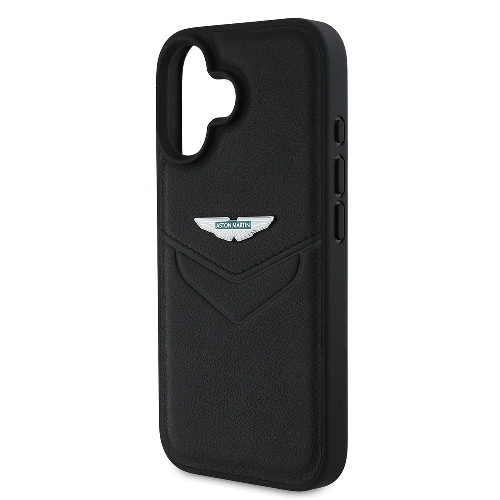 Apple iPhone 16 Kılıf Aston Martin Orjinal Lisanslı Victory Dizayn PU Deri Metal Logolu Kapak