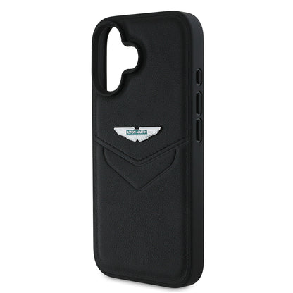 Apple iPhone 16 Kılıf Aston Martin Orjinal Lisanslı Victory Dizayn PU Deri Metal Logolu Kapak