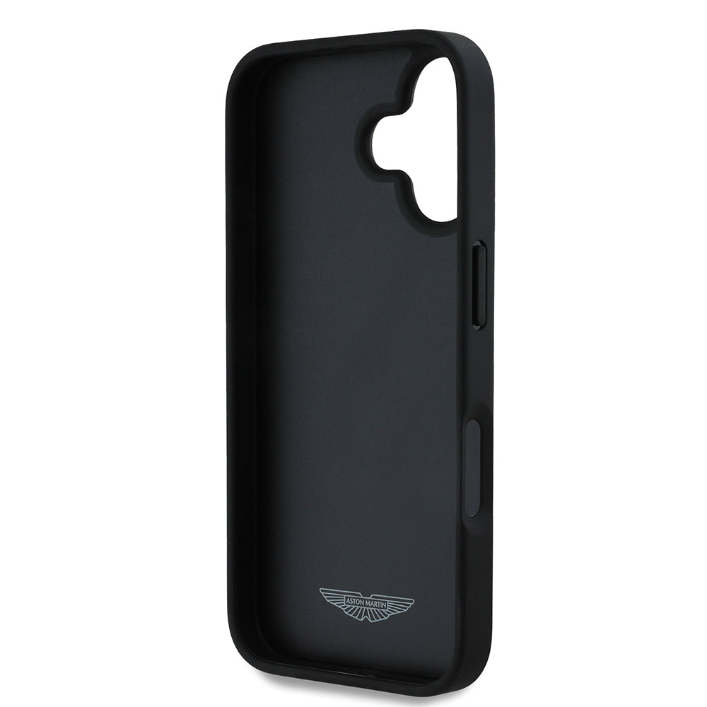 Apple iPhone 16 Kılıf Aston Martin Orjinal Lisanslı Victory Dizayn PU Deri Metal Logolu Kapak