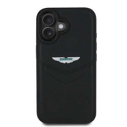 Apple iPhone 16 Kılıf Aston Martin Orjinal Lisanslı Victory Dizayn PU Deri Metal Logolu Kapak