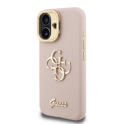 Apple iPhone 16 Kılıf Guess Orjinal Lisanslı Grained Yazı Logolu Kamera Standlı Kapak