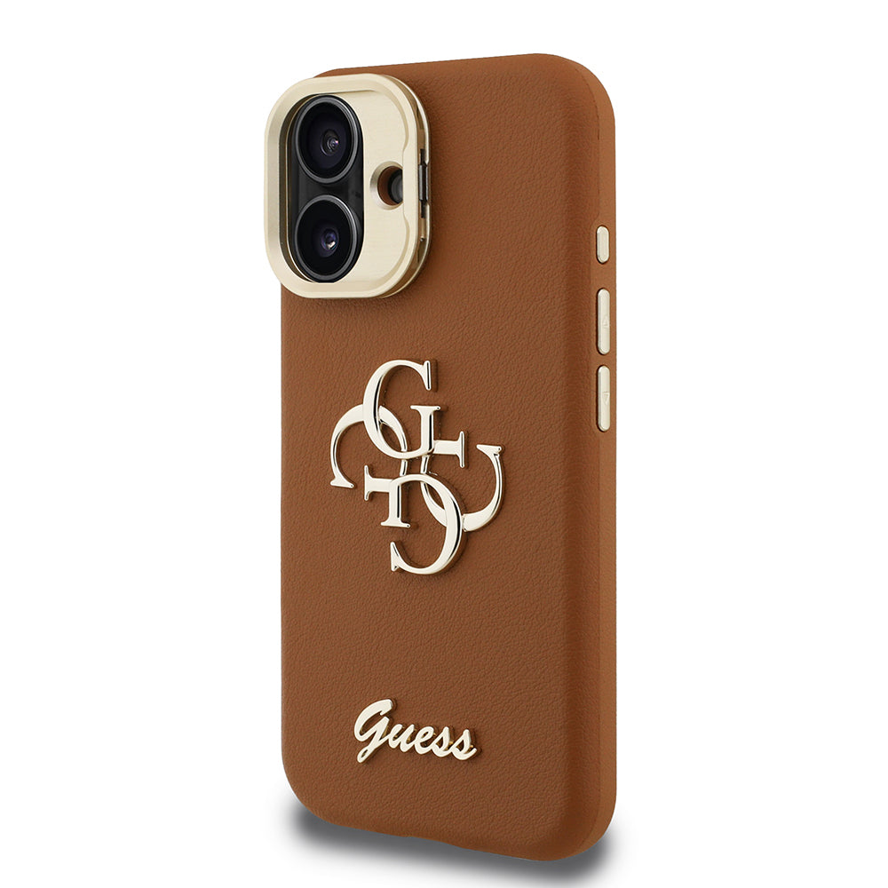Apple iPhone 16 Kılıf Guess Orjinal Lisanslı Grained Yazı Logolu Kamera Standlı Kapak