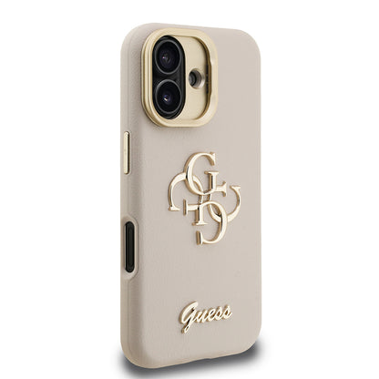 Apple iPhone 16 Kılıf Guess Orjinal Lisanslı Grained Yazı Logolu Kamera Standlı Kapak