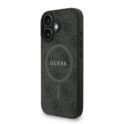 Apple iPhone 16 Kılıf Guess Orjinal Lisanslı M-safe Şarj Özellikli PU Deri Bilek Askı İpli Yazı Logolu Kapak