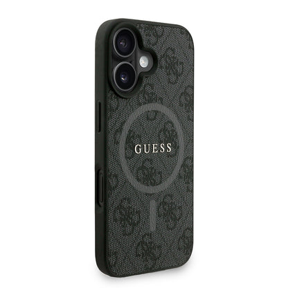 Apple iPhone 16 Kılıf Guess Orjinal Lisanslı M-safe Şarj Özellikli PU Deri Bilek Askı İpli Yazı Logolu Kapak