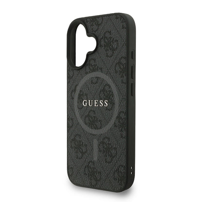 Apple iPhone 16 Kılıf Guess Orjinal Lisanslı M-safe Şarj Özellikli PU Deri Bilek Askı İpli Yazı Logolu Kapak