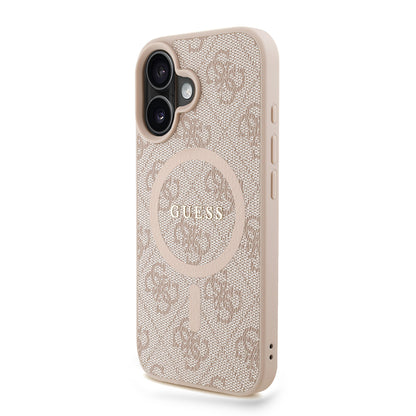 Apple iPhone 16 Kılıf Guess Orjinal Lisanslı M-safe Şarj Özellikli PU Deri Bilek Askı İpli Yazı Logolu Kapak