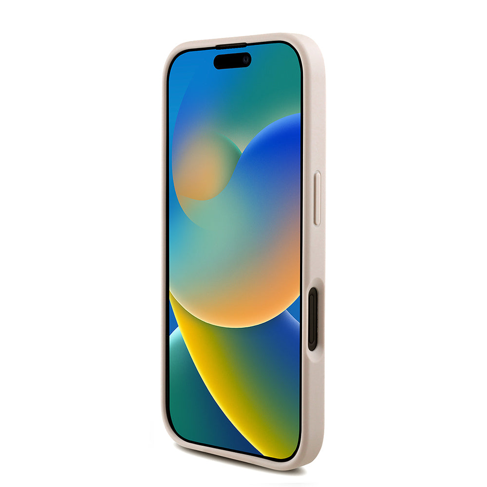 Apple iPhone 16 Kılıf Guess Orjinal Lisanslı M-safe Şarj Özellikli PU Deri Bilek Askı İpli Yazı Logolu Kapak
