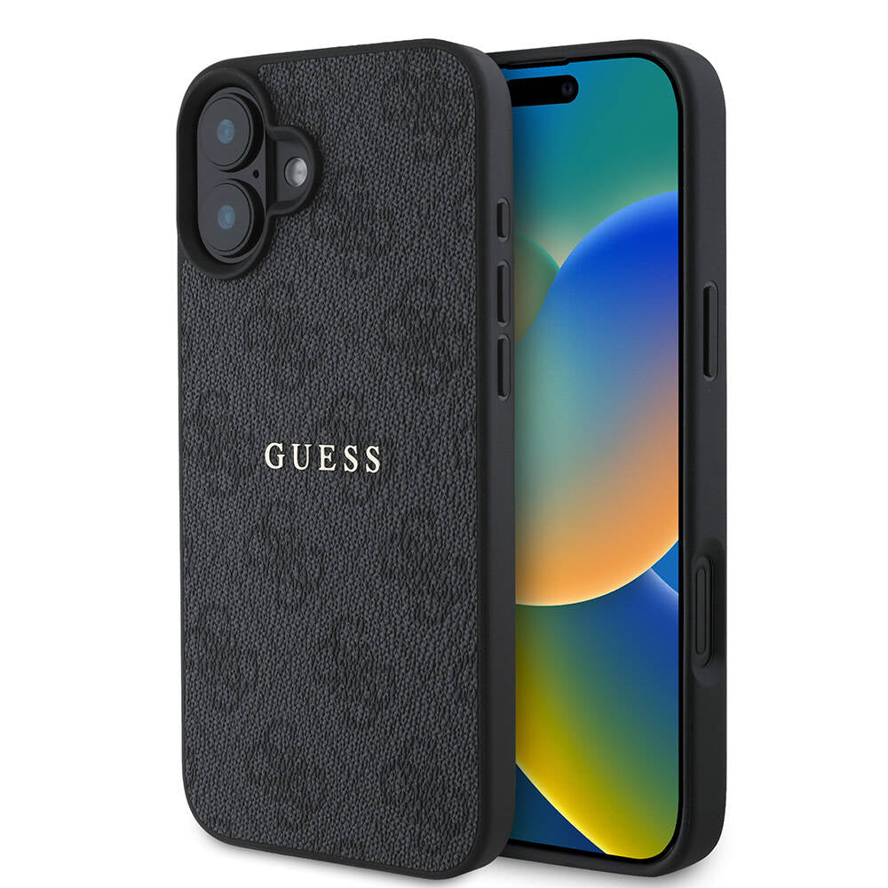 Apple iPhone 16 Kılıf Guess Orjinal Lisanslı M-safe Şarj Özellikli 4G Desenli Yazı Logolu Kapak