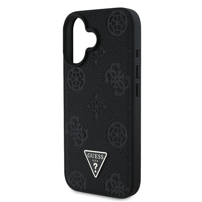 Apple iPhone 16 Kılıf Guess Orjinal Lisanslı M-safe Şarj Özellikli Sıcak Baskılı Üçgen Logolu PU Deri Peony Kapak