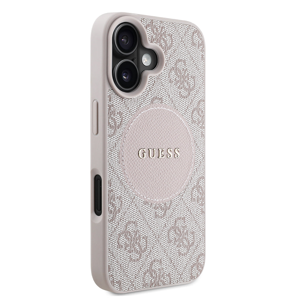 Apple iPhone 16 Kılıf Guess Orjinal Lisanslı M-safe Şarj Özellikli Yazı Logolu Circle Classic Kapak