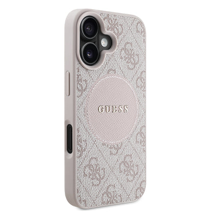 Apple iPhone 16 Kılıf Guess Orjinal Lisanslı M-safe Şarj Özellikli Yazı Logolu Circle Classic Kapak