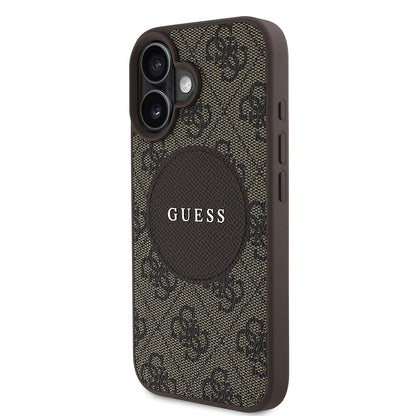 Apple iPhone 16 Kılıf Guess Orjinal Lisanslı M-safe Şarj Özellikli Yazı Logolu Circle Classic Kapak