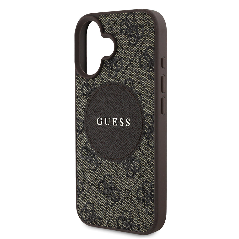 Apple iPhone 16 Kılıf Guess Orjinal Lisanslı M-safe Şarj Özellikli Yazı Logolu Circle Classic Kapak