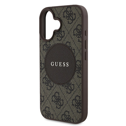 Apple iPhone 16 Kılıf Guess Orjinal Lisanslı M-safe Şarj Özellikli Yazı Logolu Circle Classic Kapak