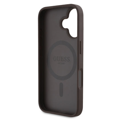 Apple iPhone 16 Kılıf Guess Orjinal Lisanslı M-safe Şarj Özellikli Yazı Logolu Circle Classic Kapak
