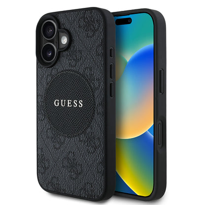 Apple iPhone 16 Kılıf Guess Orjinal Lisanslı M-safe Şarj Özellikli Yazı Logolu Circle Classic Kapak