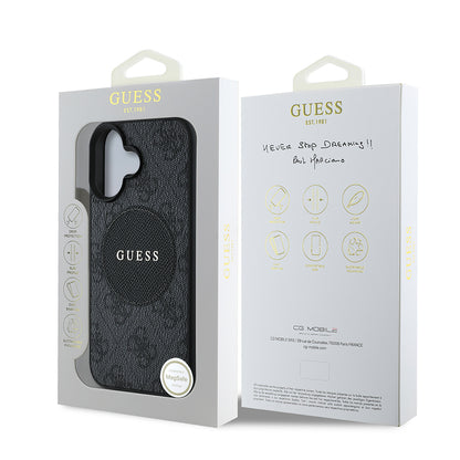 Apple iPhone 16 Kılıf Guess Orjinal Lisanslı M-safe Şarj Özellikli Yazı Logolu Circle Classic Kapak