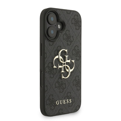 Apple iPhone 16 Kılıf Guess Orjinal Lisanslı PU Deri Bilek Askı İpli Metal Büyük 4G ve Yazı Logolu Kapak