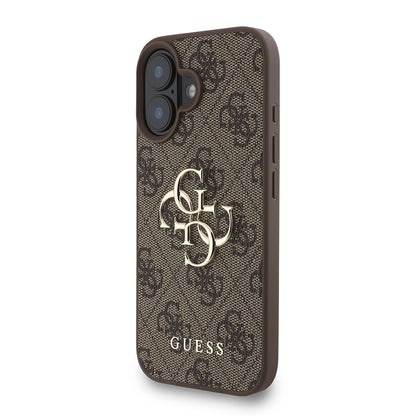 Apple iPhone 16 Kılıf Guess Orjinal Lisanslı PU Deri Bilek Askı İpli Metal Büyük 4G ve Yazı Logolu Kapak