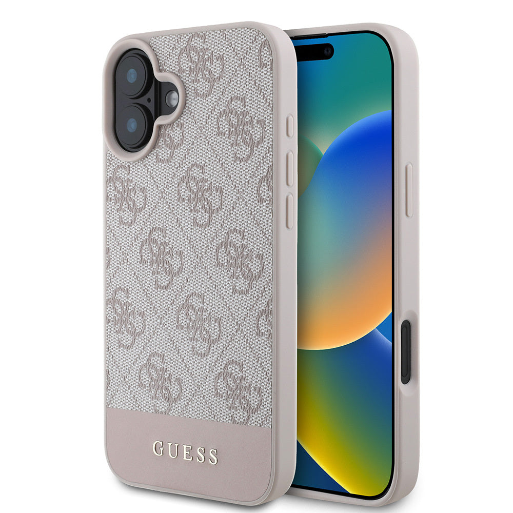 Apple iPhone 16 Kılıf Guess Orjinal Lisanslı PU Deri Şerit Logo Dizaynlı Kapak