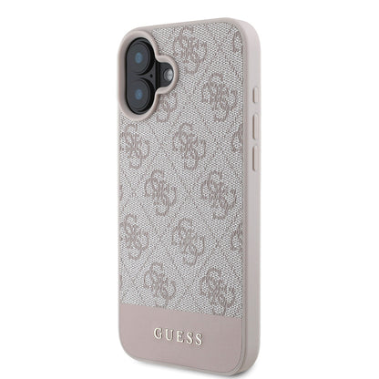 Apple iPhone 16 Kılıf Guess Orjinal Lisanslı PU Deri Şerit Logo Dizaynlı Kapak
