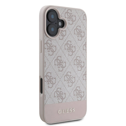 Apple iPhone 16 Kılıf Guess Orjinal Lisanslı PU Deri Şerit Logo Dizaynlı Kapak