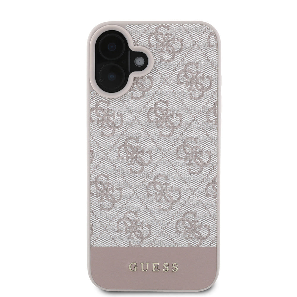 Apple iPhone 16 Kılıf Guess Orjinal Lisanslı PU Deri Şerit Logo Dizaynlı Kapak