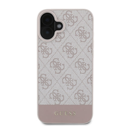 Apple iPhone 16 Kılıf Guess Orjinal Lisanslı PU Deri Şerit Logo Dizaynlı Kapak