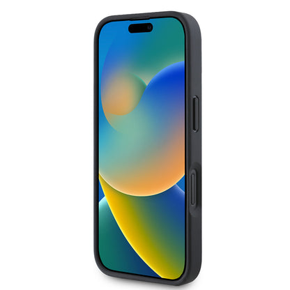 Apple iPhone 16 Kılıf Guess Orjinal Lisanslı PU Deri Taşlı Üçgen Logo 4G Desenli Strass Kapak