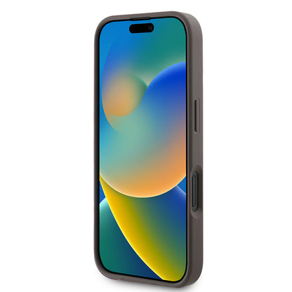 Apple iPhone 16 Kılıf Guess Orjinal Lisanslı PU Deri Taşlı Üçgen Logo 4G Desenli Strass Kapak
