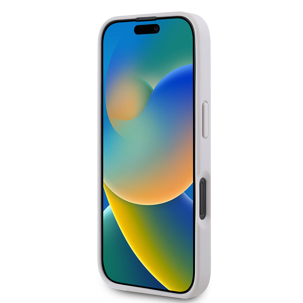 Apple iPhone 16 Kılıf Guess Orjinal Lisanslı PU Deri Taşlı Üçgen Logo 4G Desenli Strass Kapak