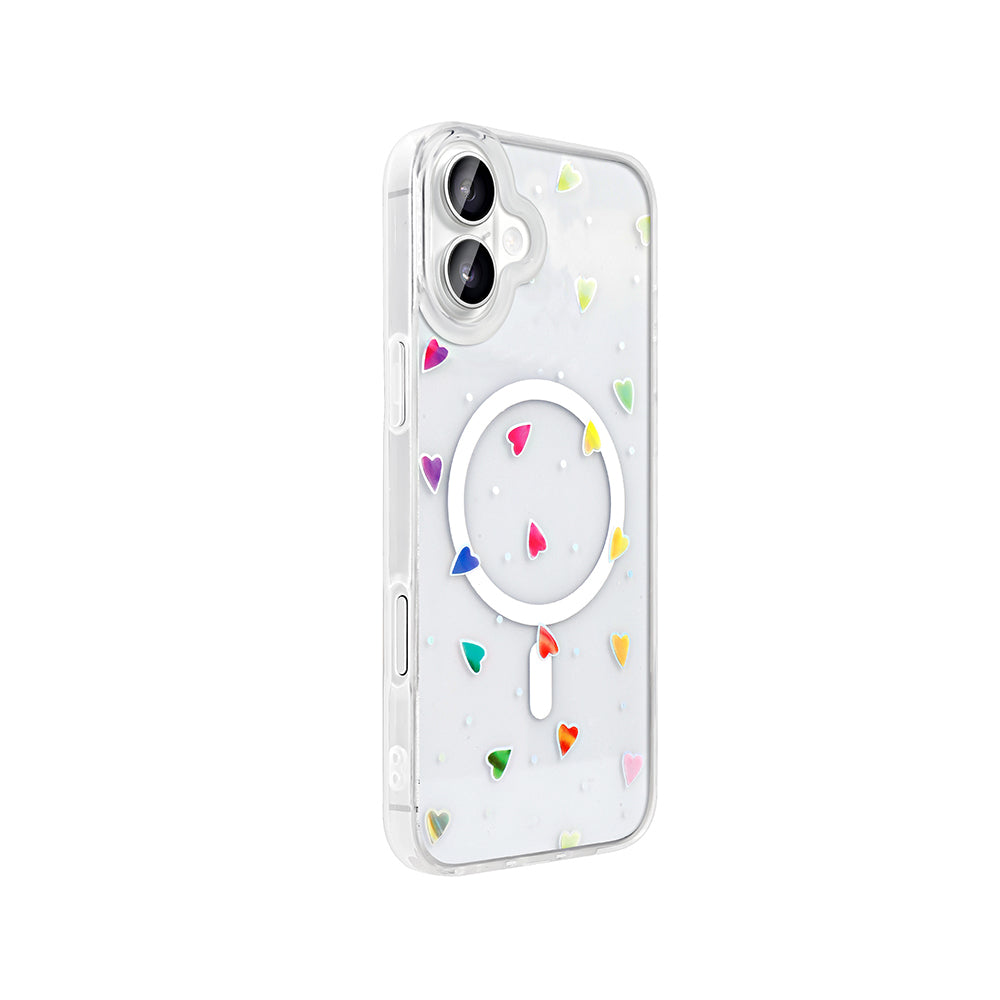 Apple iPhone 16 Kılıf M-Safe Şarj Özellikli Şeffaf Zore Folk Sert Kapak