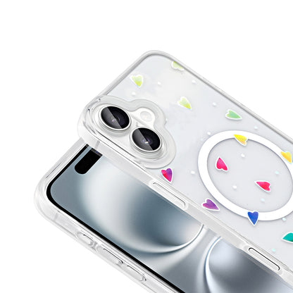 Apple iPhone 16 Kılıf M-Safe Şarj Özellikli Şeffaf Zore Folk Sert Kapak