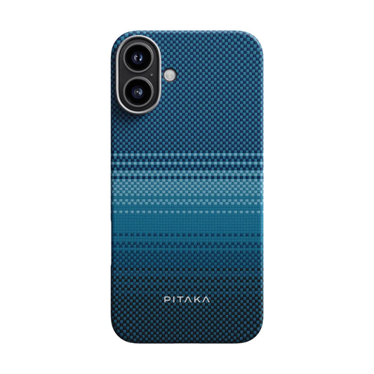 Apple iPhone 16 Kılıf M-safe Şarj Özellikli Aramid Fiber Pitaka Tactile Woven Sunset-Moonrise Serisi Moonrise Kapak