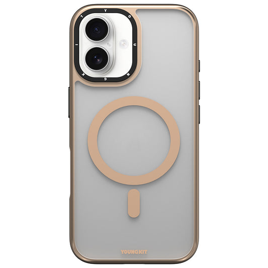 Apple iPhone 16 Kılıf M-safe Şarj Özellikli Cam Arka Yüzey TPU Youngkit Gemstone Serisi Kapak