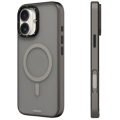 Apple iPhone 16 Kılıf M-safe Şarj Özellikli Cam Arka Yüzey TPU Youngkit Gemstone Serisi Kapak