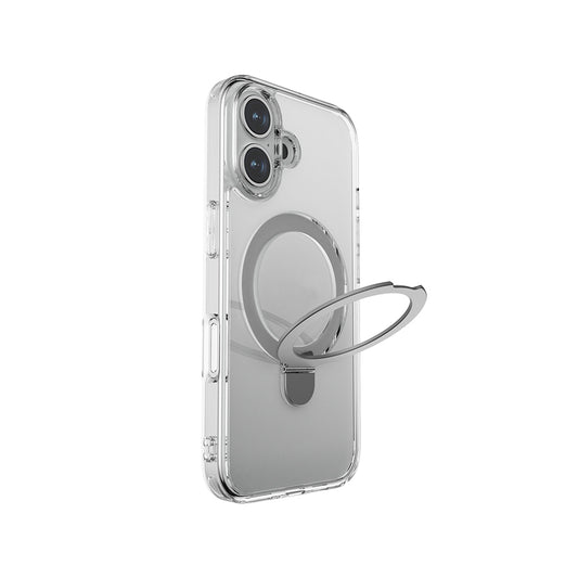 Apple iPhone 16 Kılıf M-safe Şarj Özellikli Raptic Air Stand Serisi Buzlu Transparan Tasarımlı Standlı Kapak