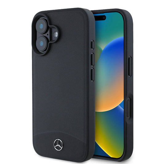 Apple iPhone 16 Kılıf Mercedes Benz Orjinal Lisanslı M-safe Şarj Özellikli Dokulu ve Düz Deri Kapak