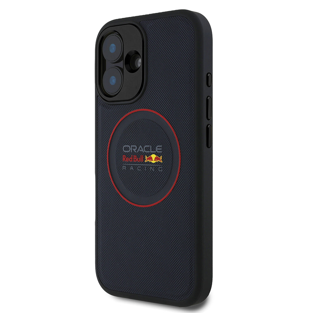 Apple iPhone 16 Kılıf Redbull Orjinal Lisanslı M-safe Şarj Özellikli Kırmızı Halka ve Logo Kabartmalı PU Deri Kapak