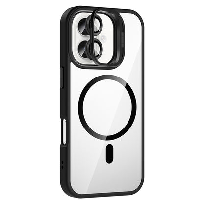 Apple iPhone 16 Kılıf Standlı ve Kamera Lens Hediyeli M-Safe Şarj Özellikli Zore Etro Kapak