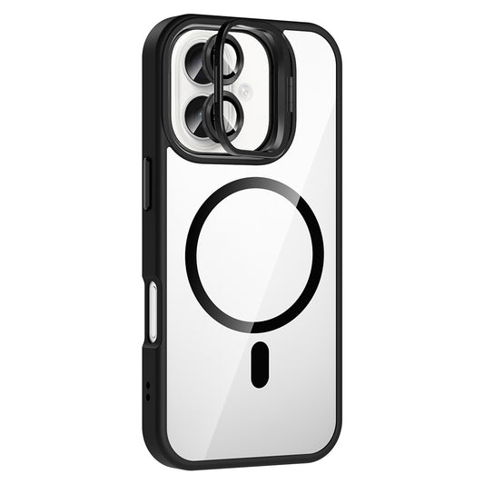 Apple iPhone 16 Kılıf Standlı ve Kamera Lens Hediyeli M-Safe Şarj Özellikli Zore Etro Kapak
