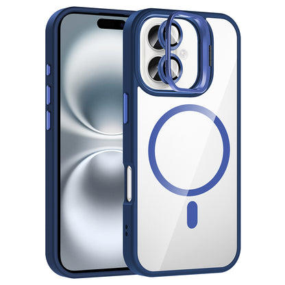 Apple iPhone 16 Kılıf Standlı ve Kamera Lens Hediyeli M-Safe Şarj Özellikli Zore Etro Kapak