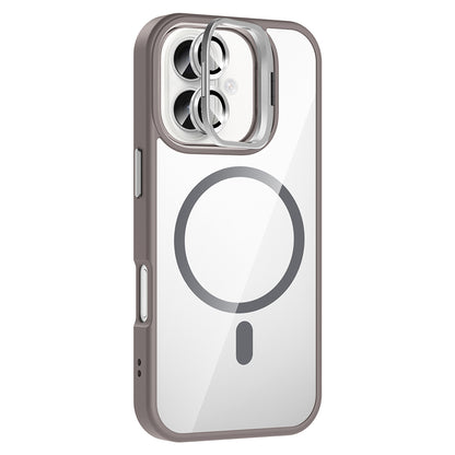 Apple iPhone 16 Kılıf Standlı ve Kamera Lens Hediyeli M-Safe Şarj Özellikli Zore Etro Kapak