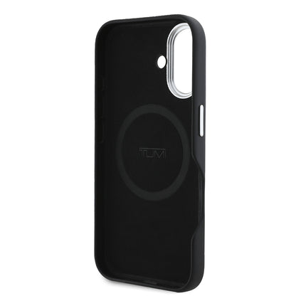 Apple iPhone 16 Kılıf TUMI Orjinal Lisanslı M-safe Şarj Özellikli Metal Yazı Logolu PU Deri Kapak
